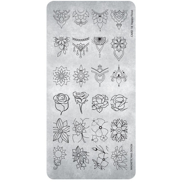 Magnetic Stamping Plate 18 - Happy Floral