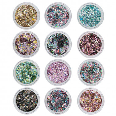 Magnetic Crushed Metal Flakes - 12 colours