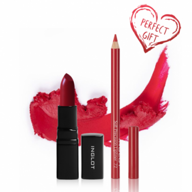 Inglot Makeup set for lips RED SATIN